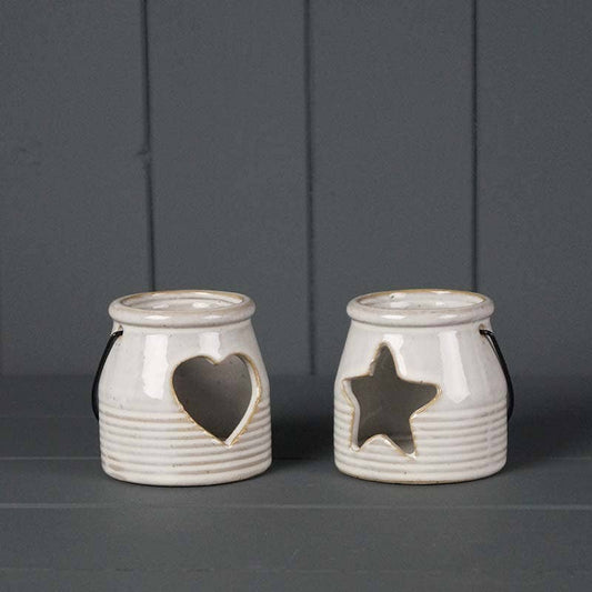 Ceramic Tealight Holder With Heart Cut Out