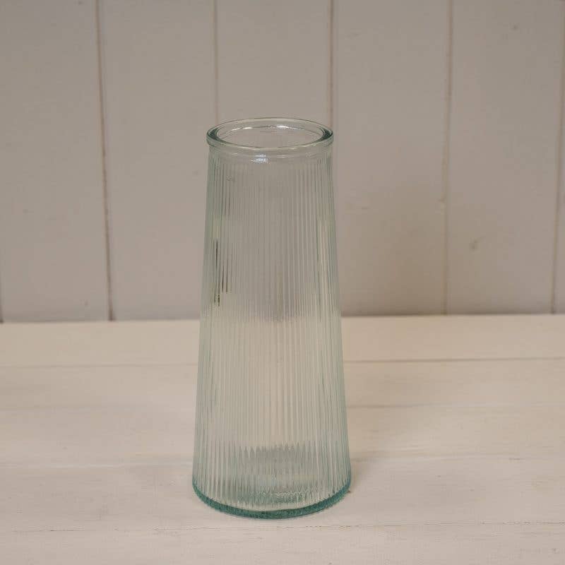 Clear Tall Ribbed Vase