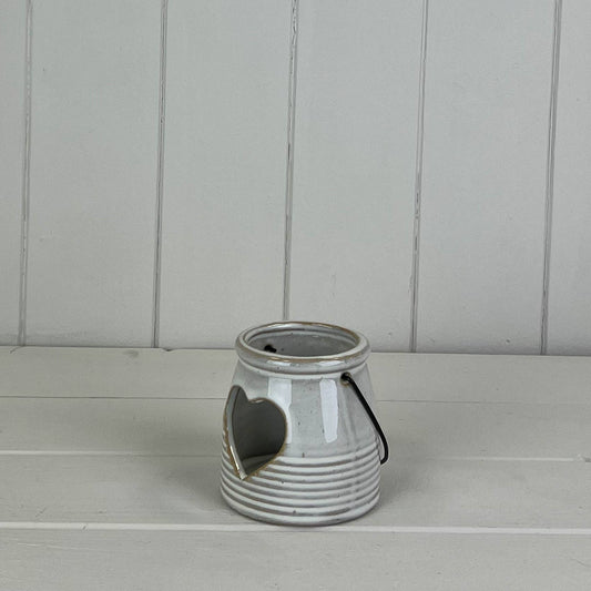 Ceramic Tealight Holder With Heart Cut Out