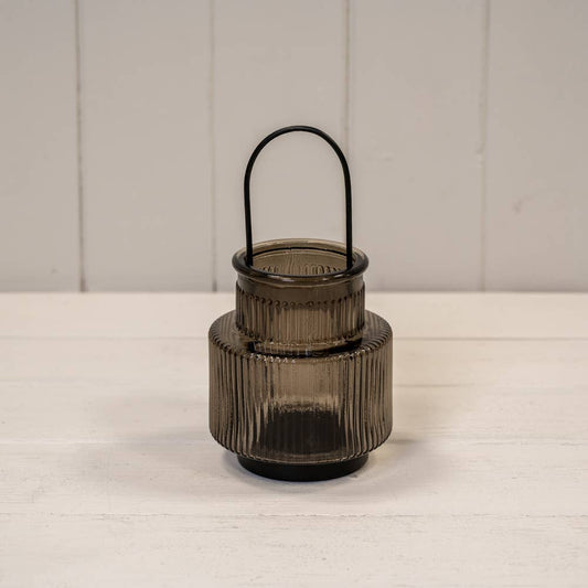 Warm Grey Candle Holder with Handle Medium