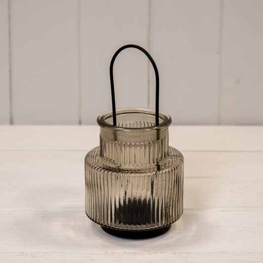 Smokey Brown Glass Candle Holder Medium