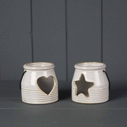 Ceramic Tealight Holder With Heart Cut Out