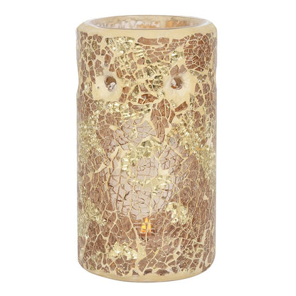 Gold Crackle Glass Pillar Oil or Wax Melt Burner