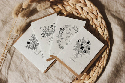 Pack of 4 Mini Plantable Seed Cards